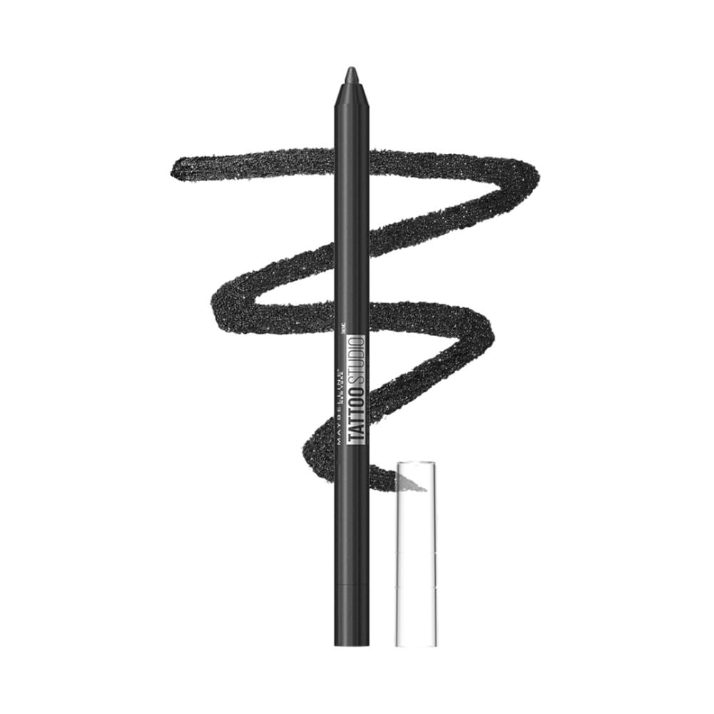 MAYBELLINE New York Tattoo Studio - Lápiz delineador de ojos afilable de larga duración, pigmento en gel que se desliza suavemente, 36 horas de uso, resistente al agua, limón estrellado, 0.04 onzas