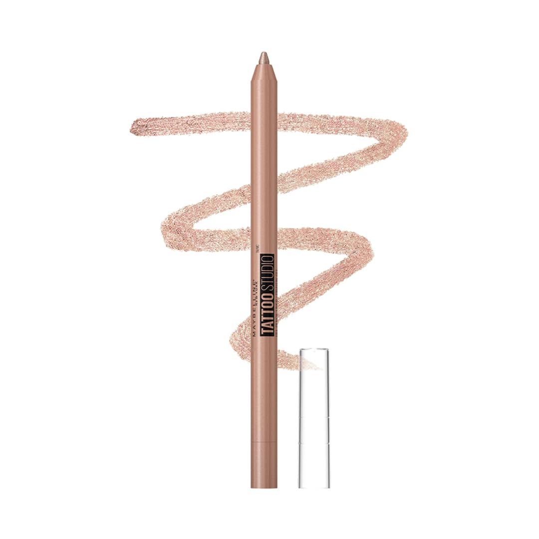 MAYBELLINE New York Tattoo Studio - Lápiz delineador de ojos afilable de larga duración, pigmento en gel que se desliza suavemente, 36 horas de uso, resistente al agua, limón estrellado, 0.04 onzas