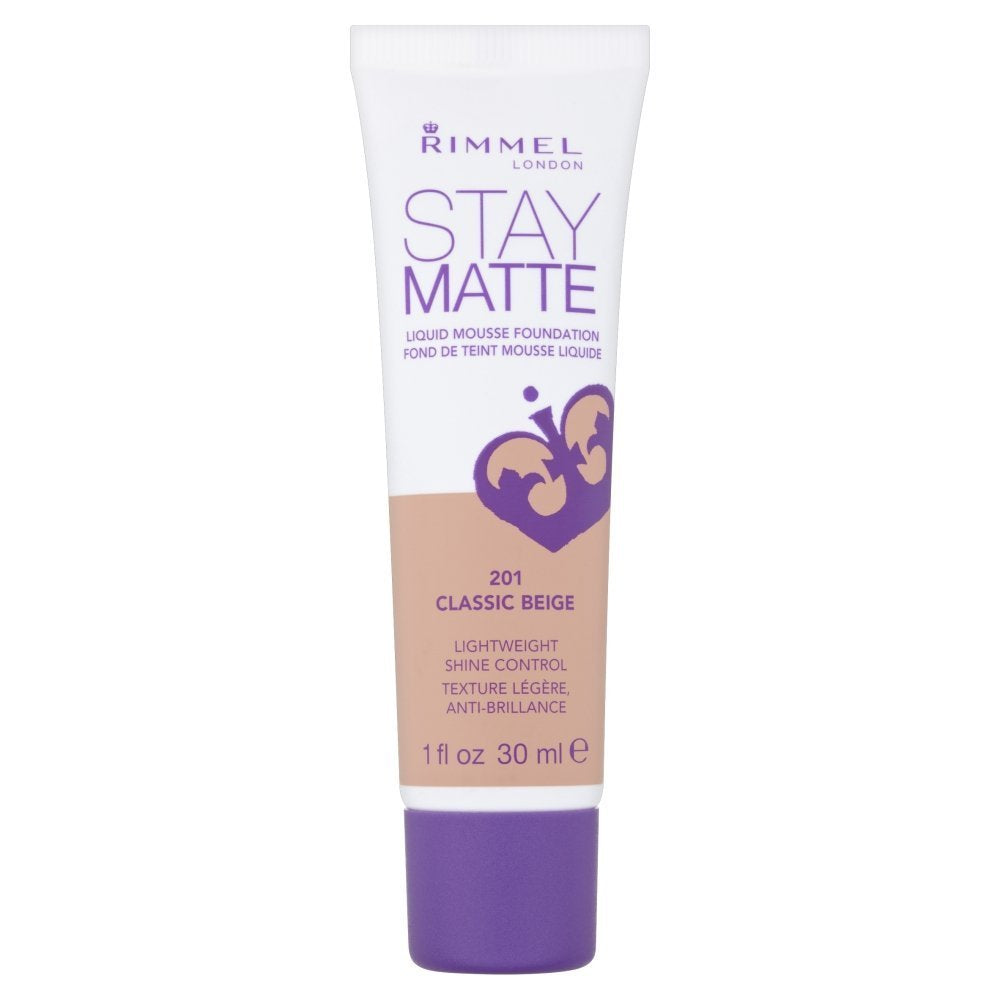 Rimmel London Stay Matte Mousse Líquida - 101 Marfil Perla - Base, ligera, control del brillo, sin aceite, 1 oz