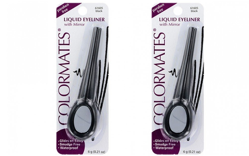 Colormates Delineador de ojos líquido con espejo, 2 unidades, color negro