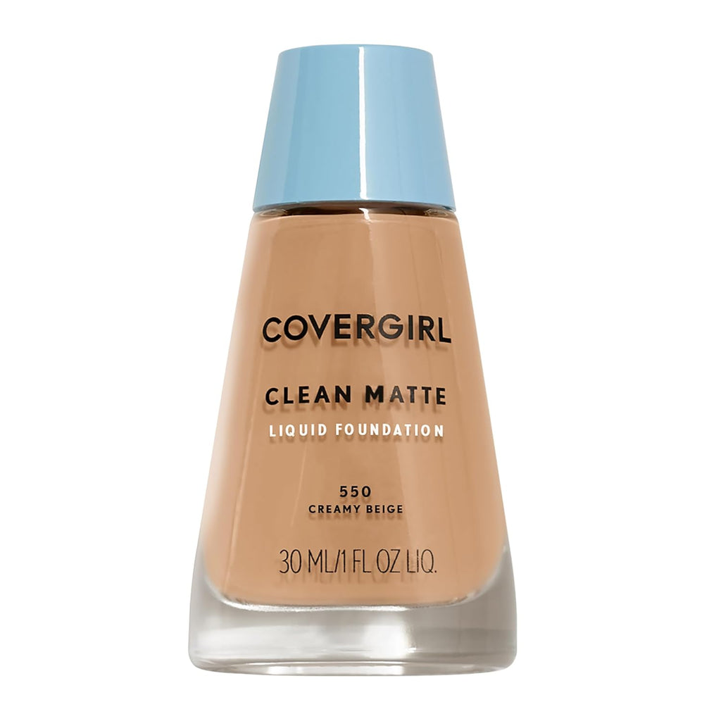 CoverGirl Maquillaje líquido Clean Oil Control, color beige cremoso 550, botella de 1.0 onzas