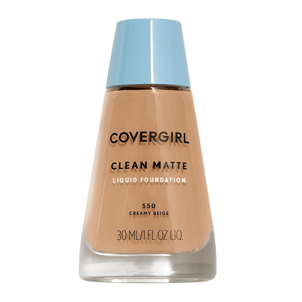 CoverGirl Maquillaje líquido Clean Oil Control, color beige cremoso 550, botella de 1.0 onzas