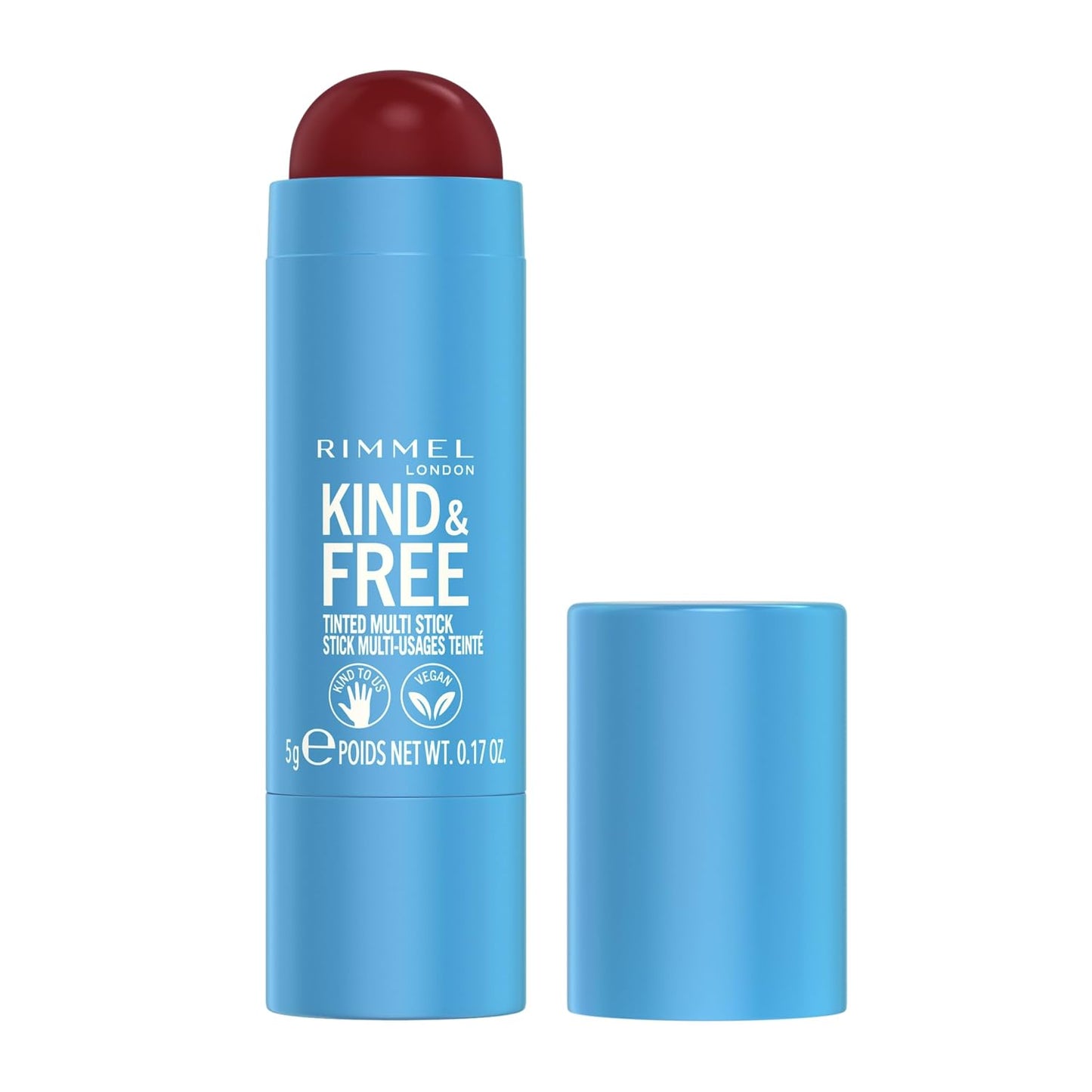 Rimmel London Kind & Free, 005 Berry Sweet, Multi-Stick, para mejillas y labios, hidratante, color construible, fórmula vegana, fórmula limpia, 0.18 onzas