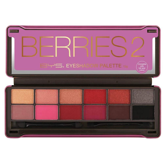 BYS Berries 2 Eyeshadow Palette, 12 Color Collection in Tin Kit with Mirror - Highly Pigmented Matte & Metallic Shades
