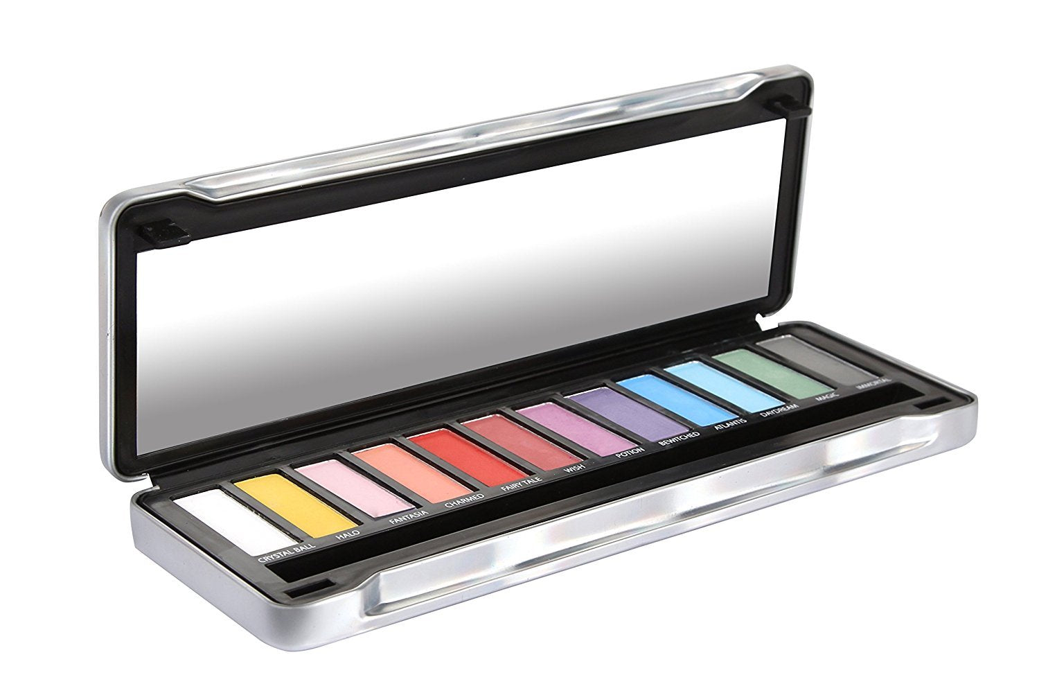 BYS Fantasy Matte Neon Eyeshadow Palette Tin with Mirror and Dual End Applicator 12 Shades