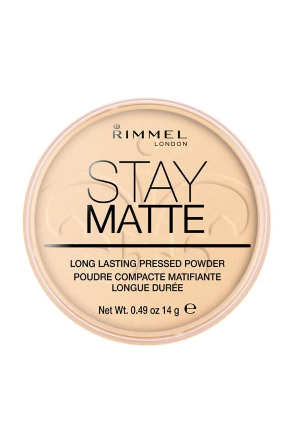 Rimmel London Stay Matte 001 Transparent - Polvo prensado, ligero, alta cobertura, control de brillo, 0.49 onzas