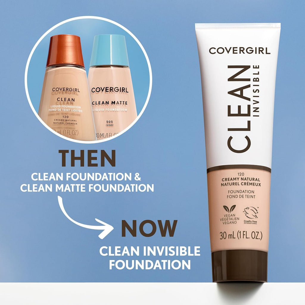 Base líquida COVERGIRL Clean, Beige Perfecto 148, Paquete de 1