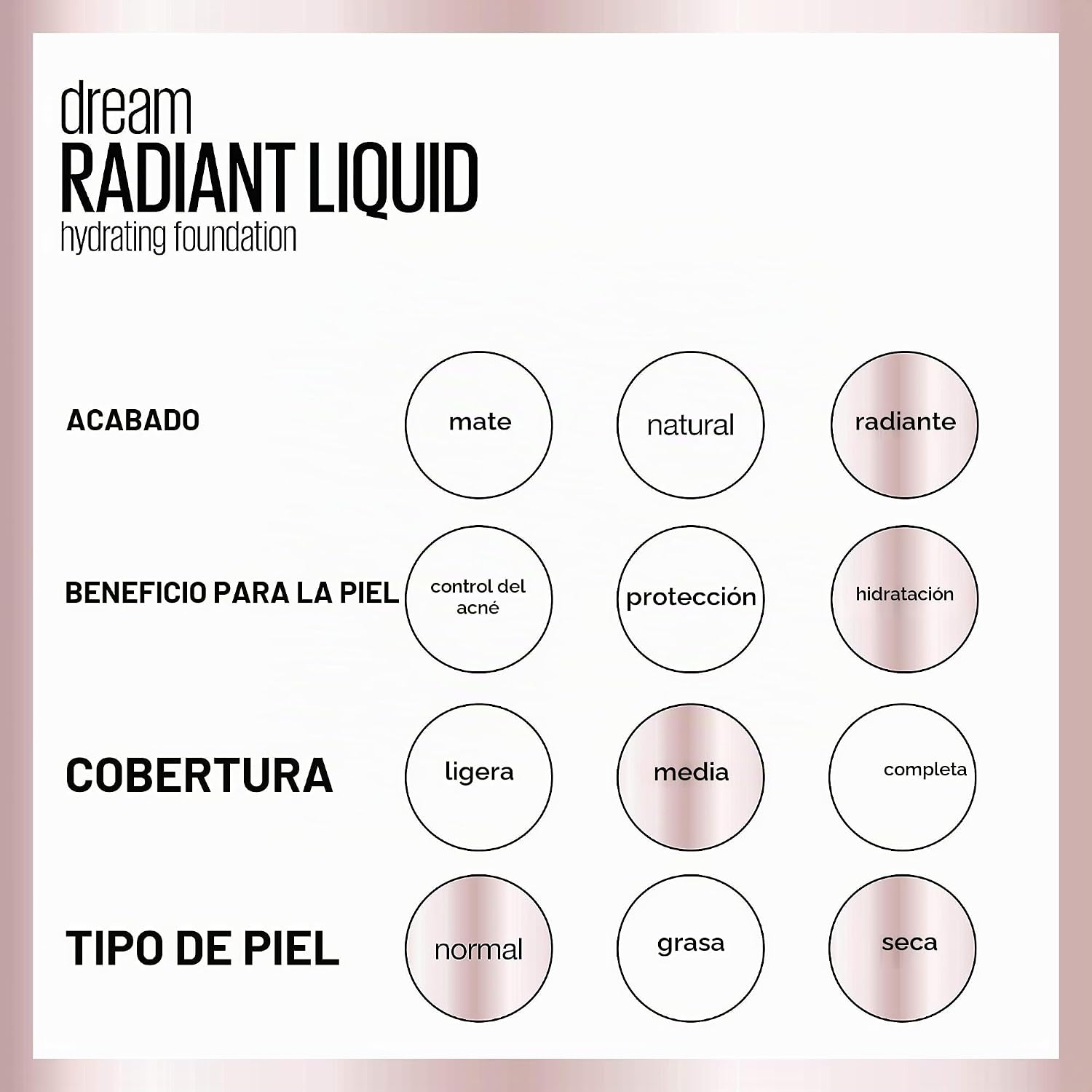 Maybelline Dream Radiant Liquid - Maquillaje hidratante de cobertura media, base líquida ligera, beige nude, 1 unidad