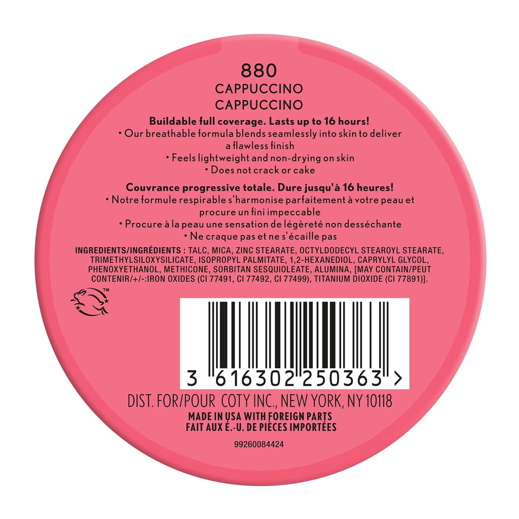 COVERGIRL Outlast Extreme Wear - Polvo prensado, 880 capuchino, 0.38 onzas