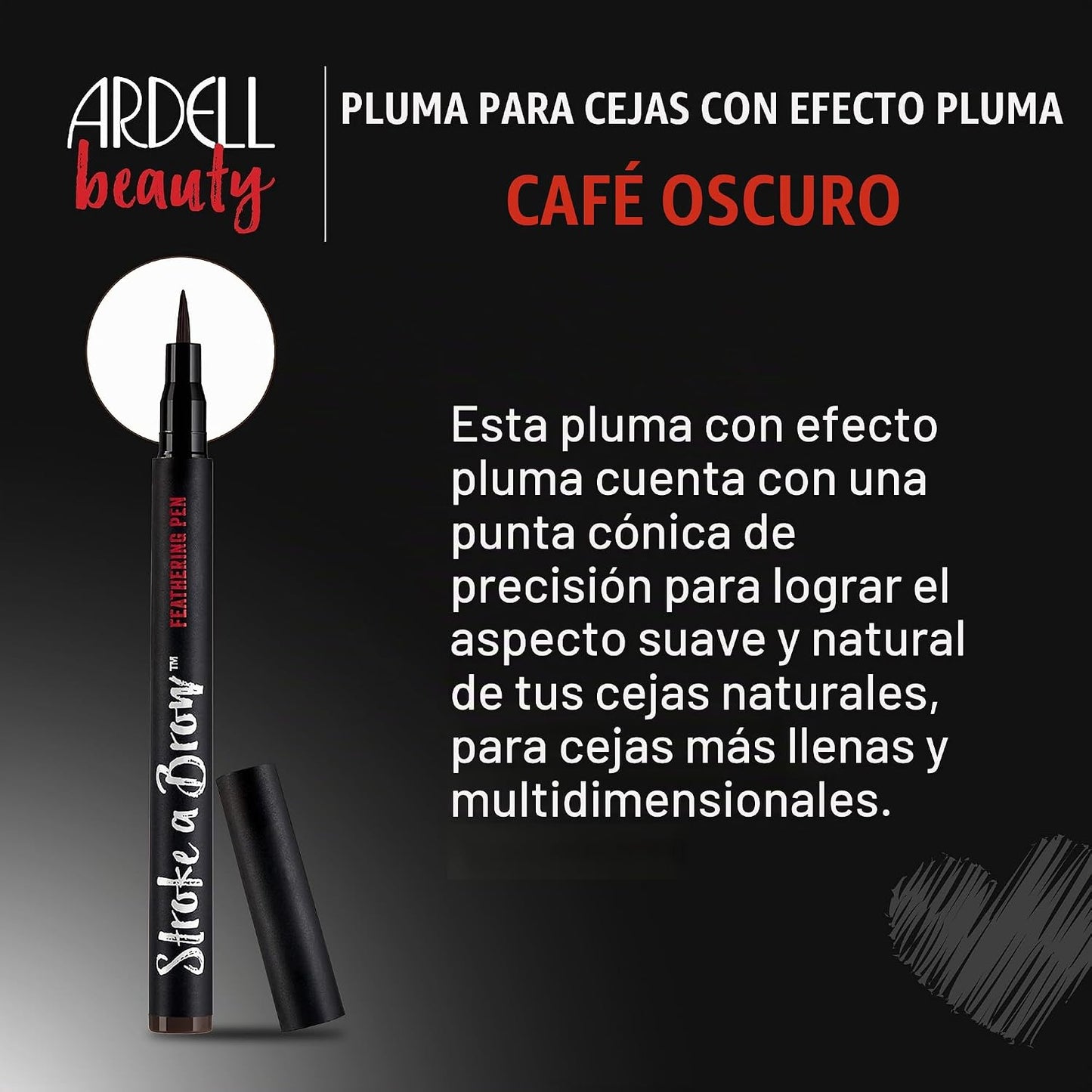 Ardell Stroke a Brow Pencil - Lápiz de cejas – Micro punta precisa, cejas impermeables de larga duración, punta de precisión, marrón oscuro, 1 paquete