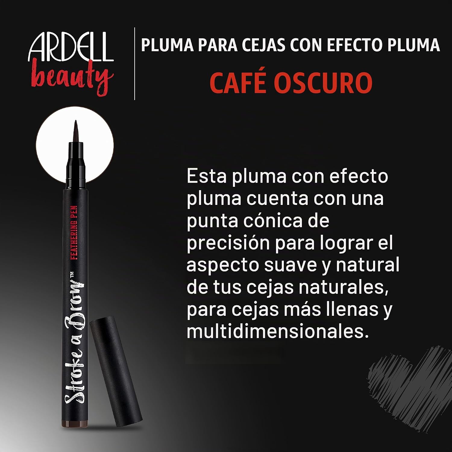 Ardell Stroke a Brow Pencil - Lápiz de cejas – Micro punta precisa, cejas impermeables de larga duración, punta de precisión, marrón oscuro, 1 paquete