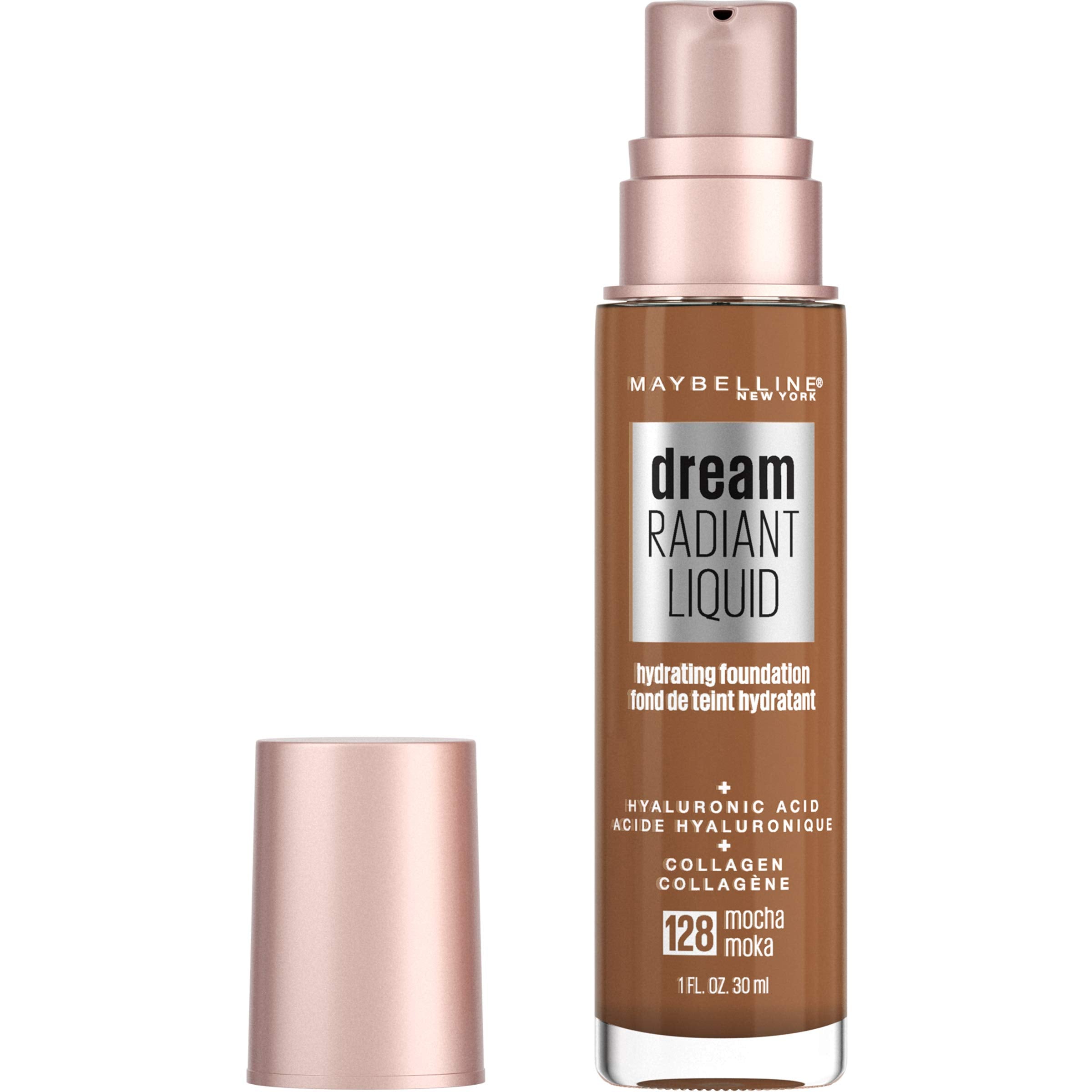 Maybelline Dream Radiant Liquid - Maquillaje hidratante de cobertura media, base líquida ligera, beige nude, 1 unidad