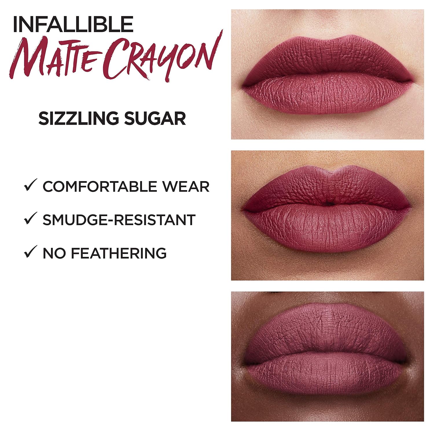 L’Oréal Paris Infallible Matte Lip Crayon, Sizzling Sugar (Packaging May Vary)