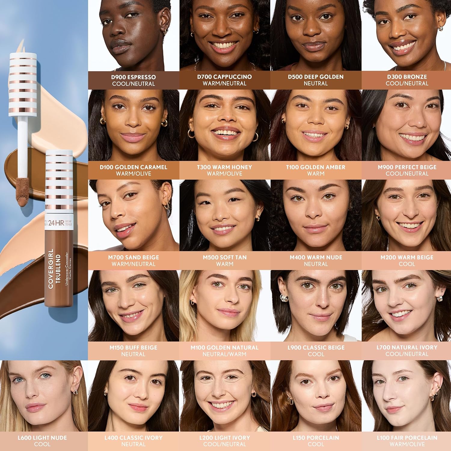 COVERGIRL TruBlend Undercover Concealer, Buildable, Full Coverage, 24-Hour Wear, Matte Finish - M500 Soft Tan (Packaging May Vary)