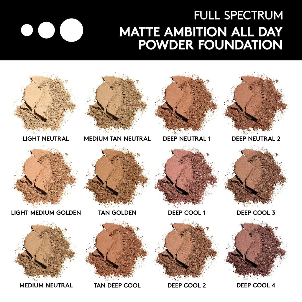 COVERGIRL Matte Ambition, base en polvo para todo el día, Tan-deep Cool, 0.38 onzas